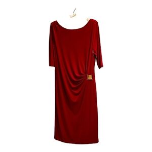 Tahari ASL Size 12 Red Midi Dress